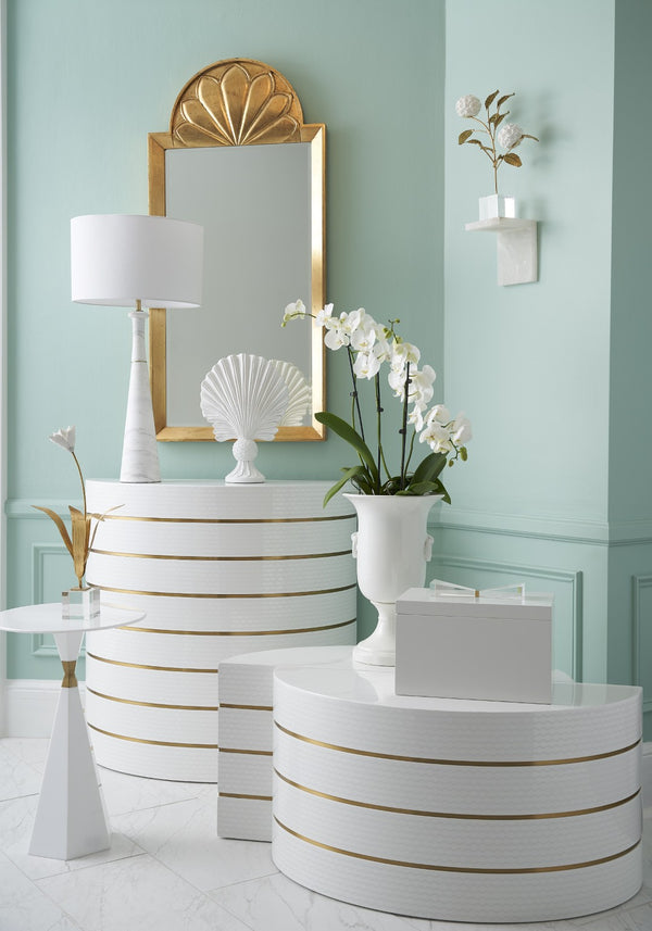 Chelsea House Small Porcelain Tulip On Crystal Stand — Handcrafted Matte White Bloom, Antique Gold Stem, Compact 20" Accent Sculpture 383618