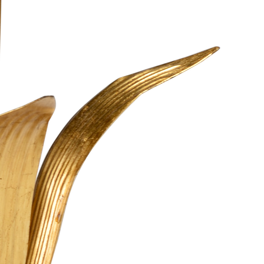 Chelsea House Large Tulip On Stand — Handcrafted Matte Porcelain Blossom With Antique Gold Leaves & Crystal Base, 26"H 383619