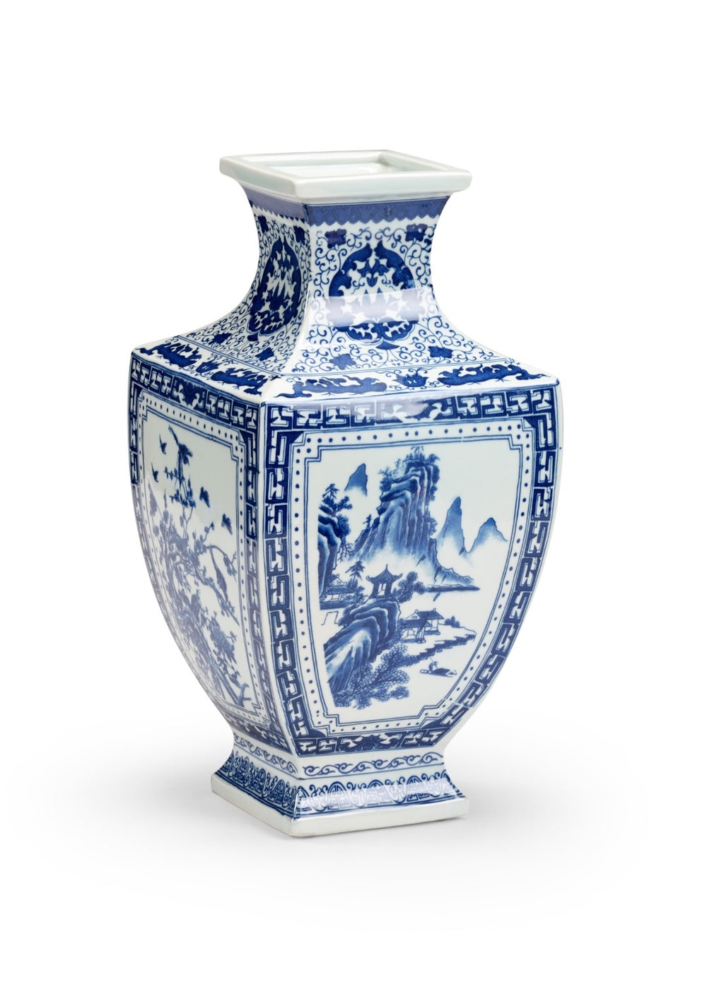 Chelsea House Ming White-Glazed Ceramic Vase Panel With Hand-Painted Blue Motif, 17.5" Tall Elegance Accent 383621