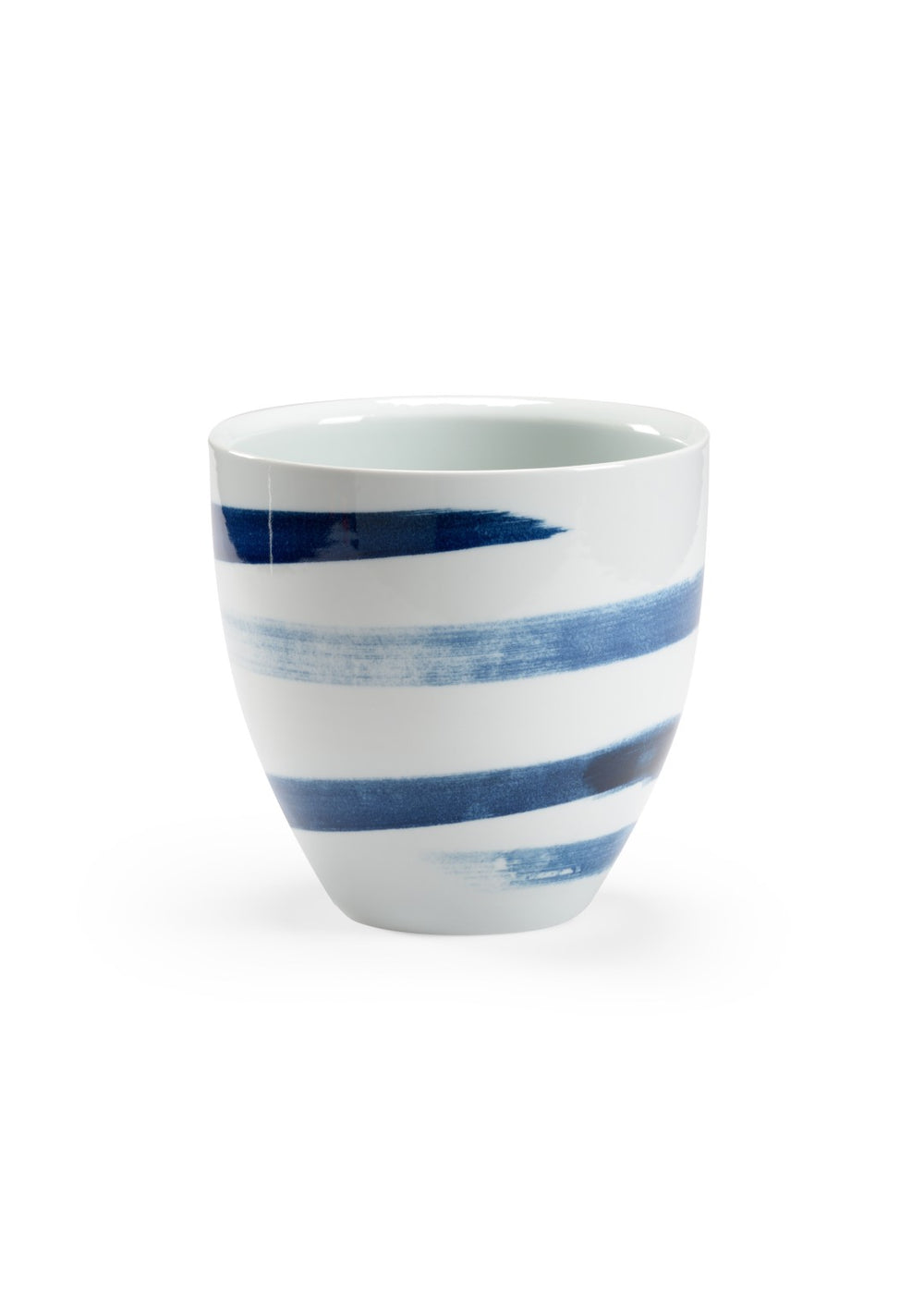 Chelsea House Essex Hand-Painted Cobalt Swirl Ceramic Cachepot — 10" Glossy White Glazed Planter For Tables & Shelves 383632