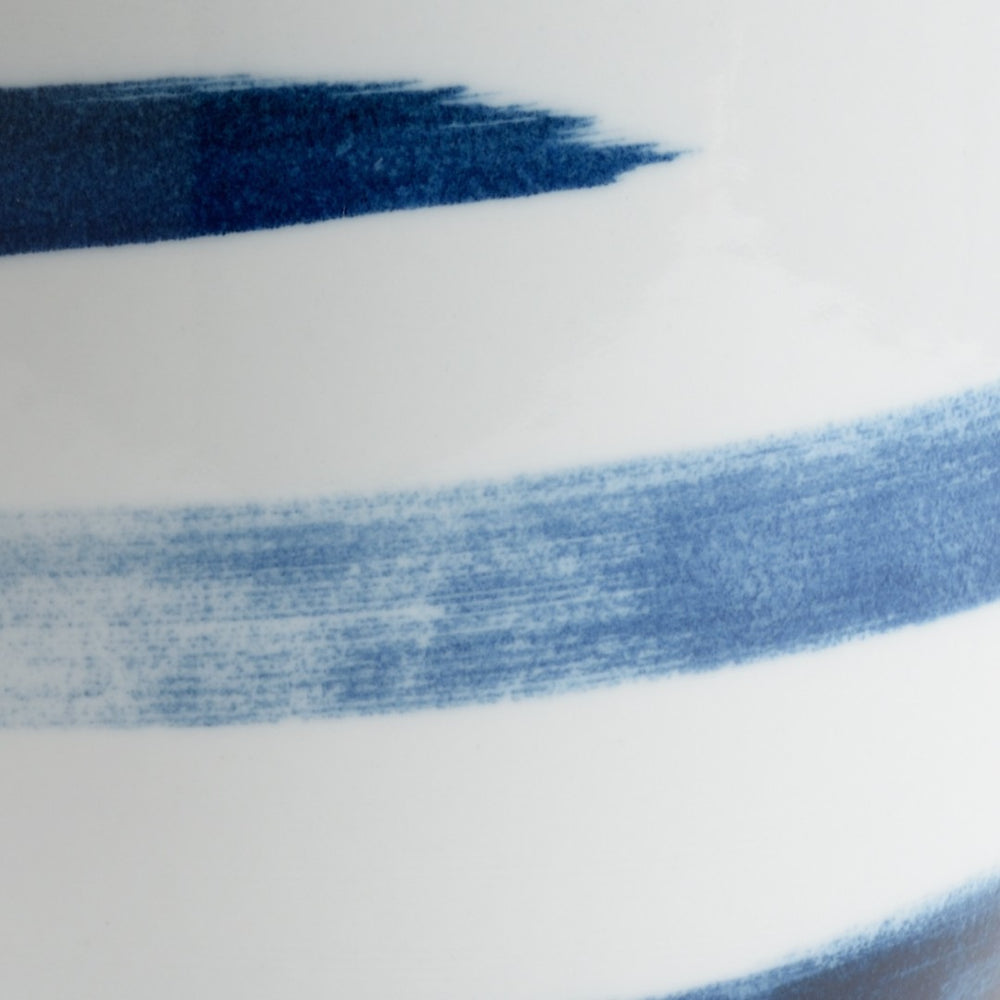 Chelsea House Essex Hand-Painted Cobalt Swirl Ceramic Cachepot — 10" Glossy White Glazed Planter For Tables & Shelves 383632