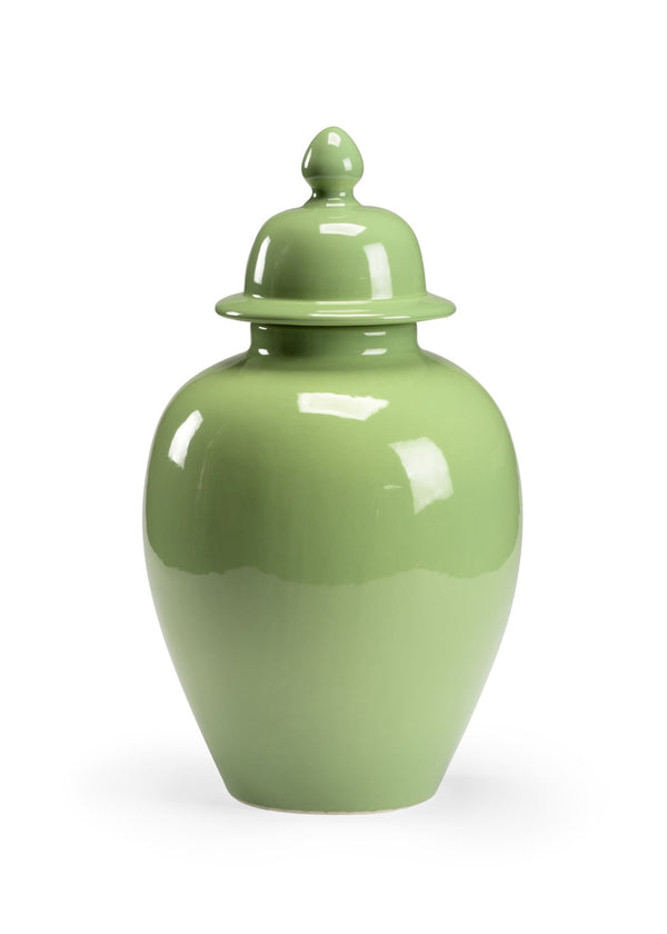 Chelsea House Landis Sage Green Covered Vase — 20" Tall Glazed Ceramic Accent With Dust‑Protecting Lid For Shelves 383639