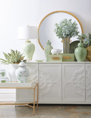 Chelsea House Landis Sage Green Covered Vase — 20" Tall Glazed Ceramic Accent With Dust‑Protecting Lid For Shelves 383639