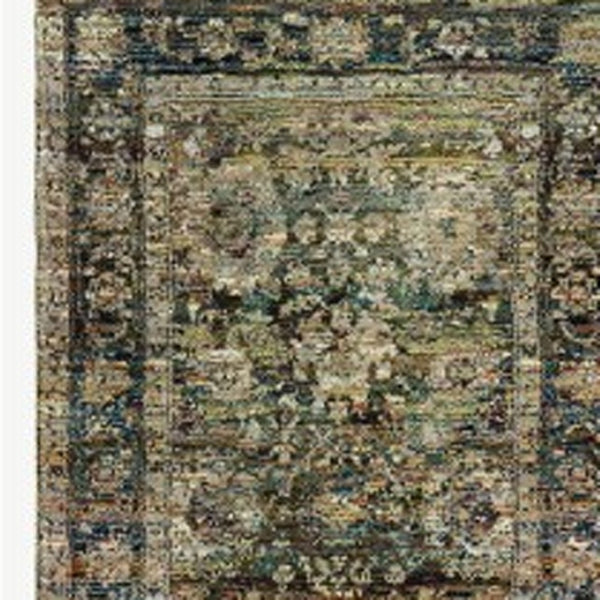 HomeRoots 2' Vintage-Inspired Floral Runner Rug - Timeless Green and Brown Design for Hallways and Entryways 2'6" x 12' 383647