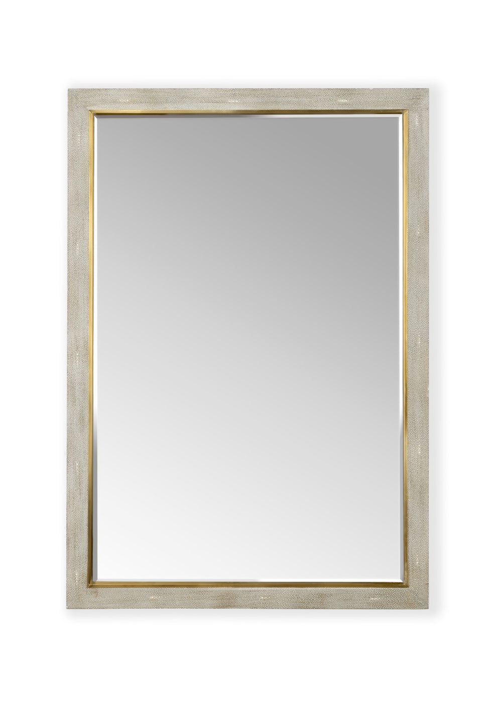 Chelsea House Kensington Mirror With Shark Gray Shagreen Wood Frame And Polished Brass Trim — 46" X 32" Accent Piece 383654