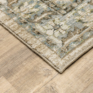 HomeRoots 2' Elegant Beige and Ivory Medallion Runner Rug - Timeless Style for Hallways and Entryways 5'3" x 7'3" 383659