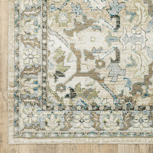 HomeRoots 2' Elegant Beige and Ivory Medallion Runner Rug - Timeless Style for Hallways and Entryways 5'3" x 7'3" 383659