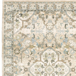 HomeRoots 2' Elegant Beige and Ivory Medallion Runner Rug - Timeless Style for Hallways and Entryways 5'3" x 7'3" 383659