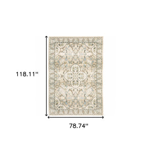 HomeRoots 2' Elegant Beige and Ivory Medallion Runner Rug - Timeless Style for Hallways and Entryways 6'7" x 9'6" 383660