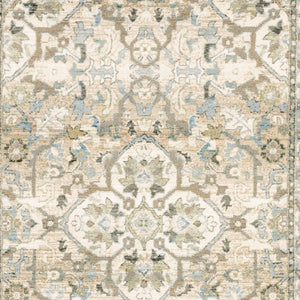 HomeRoots 2' Elegant Beige and Ivory Medallion Runner Rug - Timeless Style for Hallways and Entryways 6'7" x 9'6" 383660