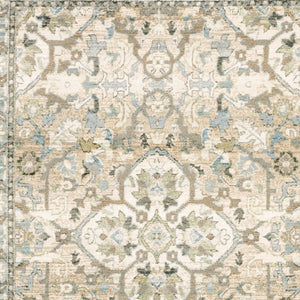 HomeRoots 2' Elegant Beige and Ivory Medallion Runner Rug - Timeless Style for Hallways and Entryways 7'10" x 10'10" 383661