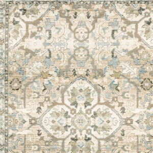 HomeRoots 2' Elegant Beige and Ivory Medallion Runner Rug - Timeless Style for Hallways and Entryways 8'6" x 11'7" 383662