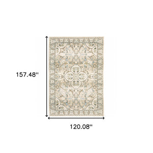HomeRoots 2' Elegant Beige and Ivory Medallion Runner Rug - Timeless Style for Hallways and Entryways 10' x 13'2" 383663