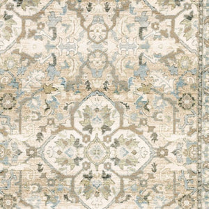 HomeRoots 2' Elegant Beige and Ivory Medallion Runner Rug - Timeless Style for Hallways and Entryways 10' x 13'2" 383663