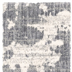 HomeRoots 2' Contemporary Grey and Ivory Distressed Runner Rug - Perfect for Hallways and High-Traffic Areas 2'3" x 7'6" 383664