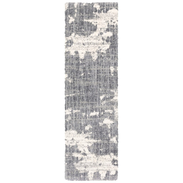 HomeRoots 2' Contemporary Grey and Ivory Distressed Runner Rug - Perfect for Hallways and High-Traffic Areas 2'3" x 7'6" 383664