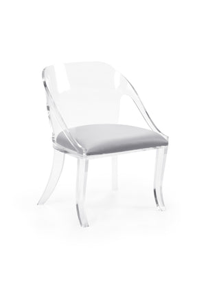 Chelsea House Williams Clear Acrylic Chair With Muslin Seat — Modern, Versatile Dining & Accent Seating, Reupholsterable 383665