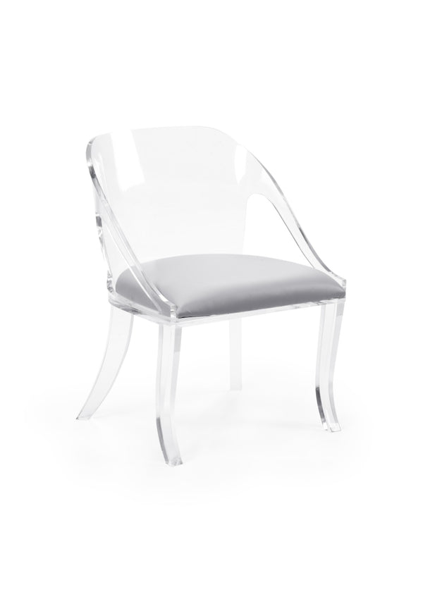 Chelsea House Williams Clear Acrylic Chair With Muslin Seat — Modern, Versatile Dining & Accent Seating, Reupholsterable 383665