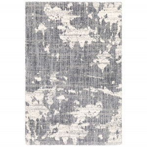 HomeRoots 2' Contemporary Grey and Ivory Distressed Runner Rug - Perfect for Hallways and High-Traffic Areas 3'10" x 5'5" 383665
