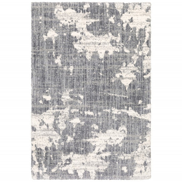 HomeRoots 2' Contemporary Grey and Ivory Distressed Runner Rug - Perfect for Hallways and High-Traffic Areas 3'10" x 5'5" 383665