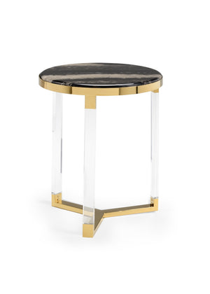 Chelsea House Lovelock Two-Tier Side Table 23"H X 18.75"W Compact Acrylic & Antique Brass Iron Stand, Modern Accent Piece 383666