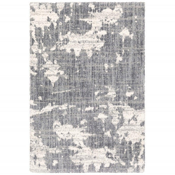 HomeRoots 2' Contemporary Grey and Ivory Distressed Runner Rug - Perfect for Hallways and High-Traffic Areas 5'3" x 7'6" 383666