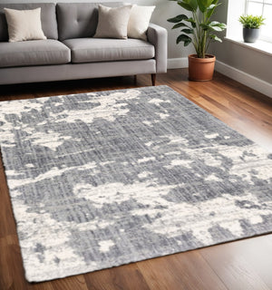 HomeRoots 2' Contemporary Grey and Ivory Distressed Runner Rug - Perfect for Hallways and High-Traffic Areas 5'3" x 7'6" 383666