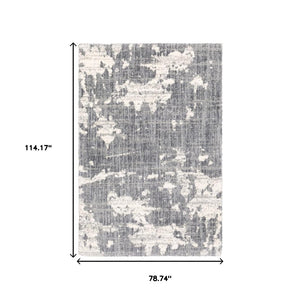 HomeRoots 2' Contemporary Grey and Ivory Distressed Runner Rug - Perfect for Hallways and High-Traffic Areas 6'7" x 9'6" 383667
