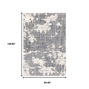 HomeRoots 2' Contemporary Grey and Ivory Distressed Runner Rug - Perfect for Hallways and High-Traffic Areas 7'10" x 10'10" 383668