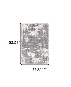 HomeRoots 2' Contemporary Grey and Ivory Distressed Runner Rug - Perfect for Hallways and High-Traffic Areas 9'10" x 12'10" 383669