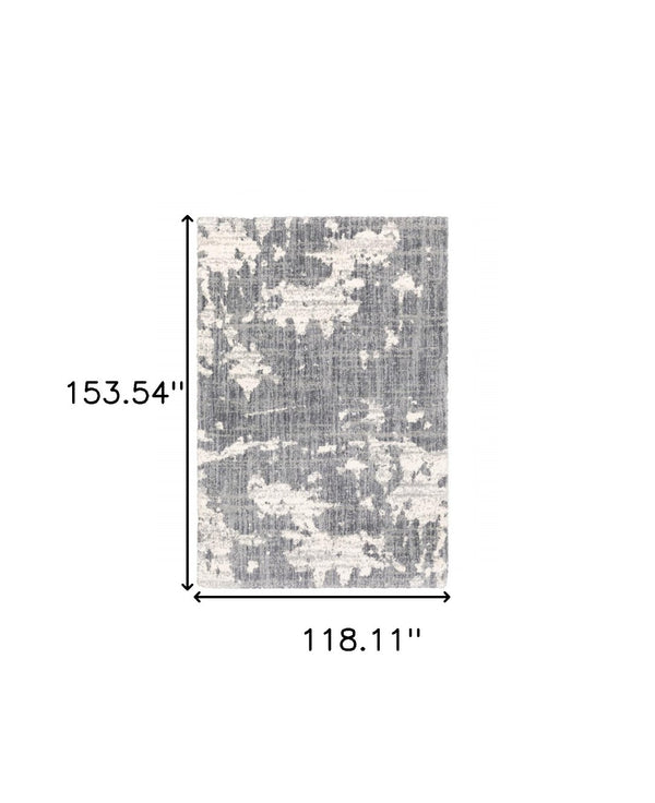 HomeRoots 2' Contemporary Grey and Ivory Distressed Runner Rug - Perfect for Hallways and High-Traffic Areas 9'10" x 12'10" 383669