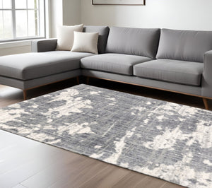 HomeRoots 2' Contemporary Grey and Ivory Distressed Runner Rug - Perfect for Hallways and High-Traffic Areas 9'10" x 12'10" 383669
