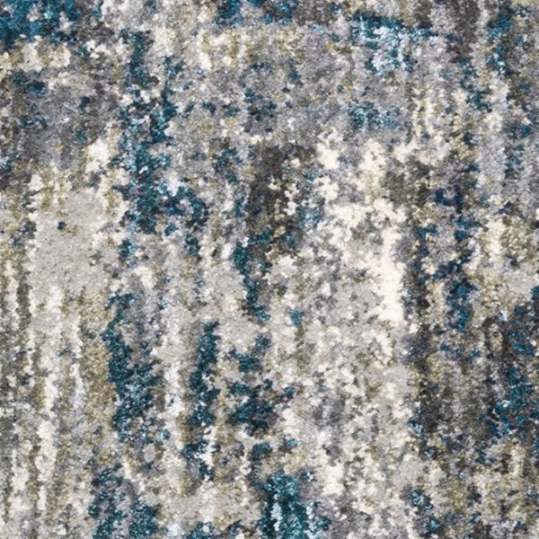 HomeRoots 2' X 8' Gray Skies Runner Rug - Abstract Teal Blue & Cloud Gray Design for Stylish Indoor Spaces 2'3" x 7'6" 383670