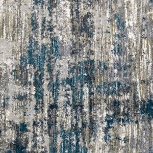HomeRoots 2' X 8' Gray Skies Runner Rug - Abstract Teal Blue & Cloud Gray Design for Stylish Indoor Spaces 3'10" x 5'5" 383671