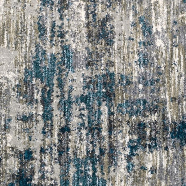 HomeRoots 2' X 8' Gray Skies Runner Rug - Abstract Teal Blue & Cloud Gray Design for Stylish Indoor Spaces 3'10" x 5'5" 383671
