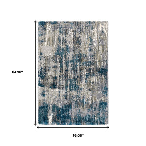 HomeRoots 2' X 8' Gray Skies Runner Rug - Abstract Teal Blue & Cloud Gray Design for Stylish Indoor Spaces 3'10" x 5'5" 383671