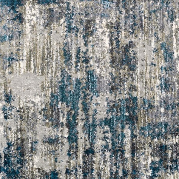 HomeRoots 2' X 8' Gray Skies Runner Rug - Abstract Teal Blue & Cloud Gray Design for Stylish Indoor Spaces 3'10" x 5'5" 383671