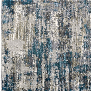 HomeRoots 2' X 8' Gray Skies Runner Rug - Abstract Teal Blue & Cloud Gray Design for Stylish Indoor Spaces 5'3" x 7'6" 383672