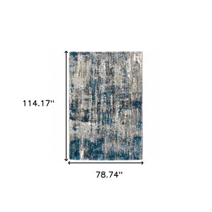 HomeRoots 2' X 8' Gray Skies Runner Rug - Abstract Teal Blue & Cloud Gray Design for Stylish Indoor Spaces 6'7" x 9'6" 383673