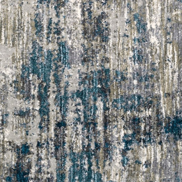 HomeRoots 2' X 8' Gray Skies Runner Rug - Abstract Teal Blue & Cloud Gray Design for Stylish Indoor Spaces 6'7" x 9'6" 383673