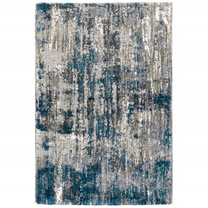 HomeRoots 2' X 8' Gray Skies Runner Rug - Abstract Teal Blue & Cloud Gray Design for Stylish Indoor Spaces 7'10" x 10'10" 383674
