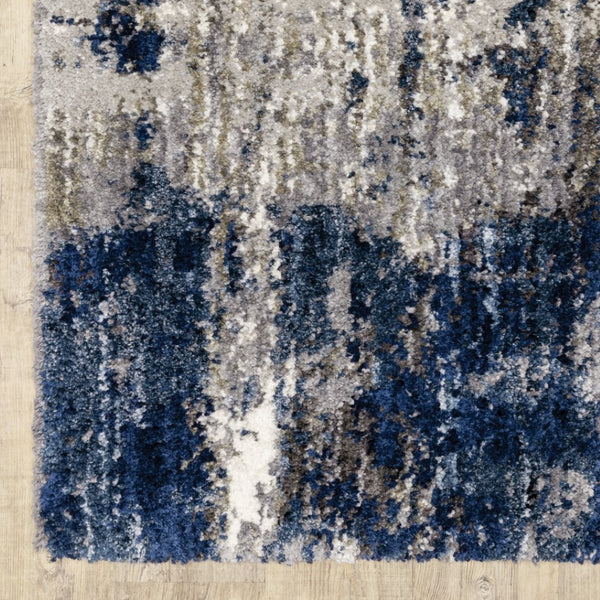 HomeRoots 2' X 8' Gray Skies Runner Rug - Abstract Teal Blue & Cloud Gray Design for Stylish Indoor Spaces 7'10" x 10'10" 383674