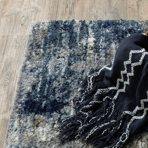 HomeRoots 2' X 8' Gray Skies Runner Rug - Abstract Teal Blue & Cloud Gray Design for Stylish Indoor Spaces 7'10" x 10'10" 383674