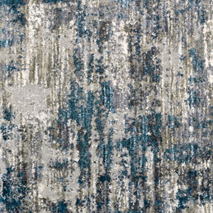 HomeRoots 2' X 8' Gray Skies Runner Rug - Abstract Teal Blue & Cloud Gray Design for Stylish Indoor Spaces 7'10" x 10'10" 383674