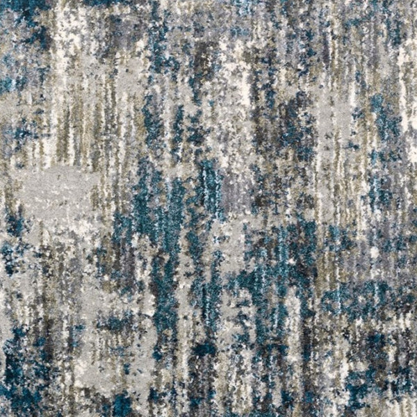HomeRoots 2' X 8' Gray Skies Runner Rug - Abstract Teal Blue & Cloud Gray Design for Stylish Indoor Spaces 7'10" x 10'10" 383674