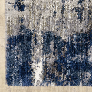 HomeRoots 2' X 8' Gray Skies Runner Rug - Abstract Teal Blue & Cloud Gray Design for Stylish Indoor Spaces 9'10" x 12'10" 383675