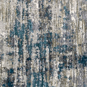 HomeRoots 2' X 8' Gray Skies Runner Rug - Abstract Teal Blue & Cloud Gray Design for Stylish Indoor Spaces 9'10" x 12'10" 383675