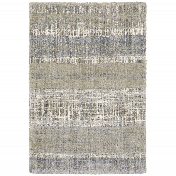 HomeRoots 2' Grey and Ivory Abstract Lines Runner Rug - Modern Vintage Style for Hallways and Living Spaces 3'10" x 5'5" 383677