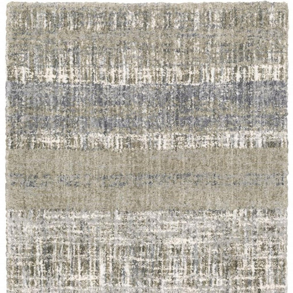 HomeRoots 2' Grey and Ivory Abstract Lines Runner Rug - Modern Vintage Style for Hallways and Living Spaces 3'10" x 5'5" 383677