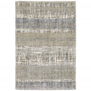 HomeRoots 2' Grey and Ivory Abstract Lines Runner Rug - Modern Vintage Style for Hallways and Living Spaces 3'10" x 5'5" 383677